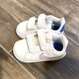 Nike Pink and White Sneakers with Velcro Straps